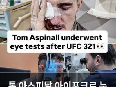 톰 아스피날 아이포크로 눈 부상 당해 경기 중퇴