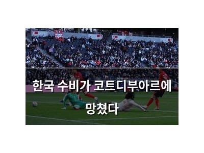 한국 수비가 코트디부아르에 망쳤다