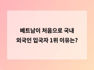 베트남인 유입이 중국인을 넘어선 이유는 무엇일까